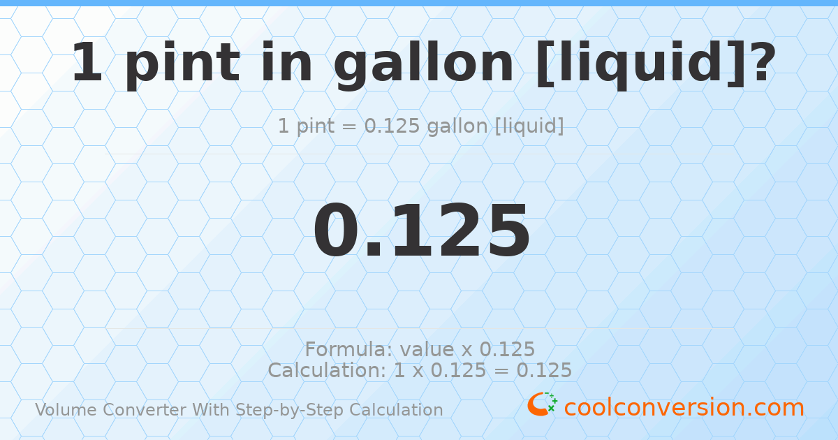 1 pint = 0.125 gallons [liquid]